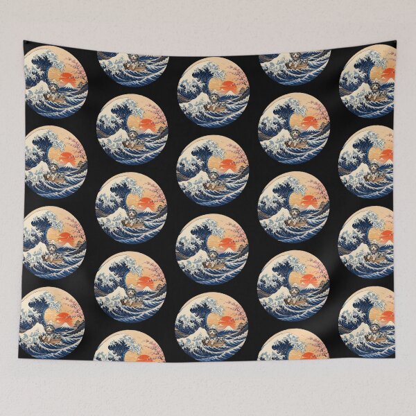 Item preview, Funny Aussiedoodle Captain Japanese Kanagawa Wave Japan Boat Mom Dad Kids designed and sold by FurryHavenPH.