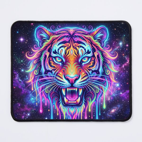 Item preview, Psychedelic Neon Melting Tiger Head designed and sold by kaleidoglitch77.