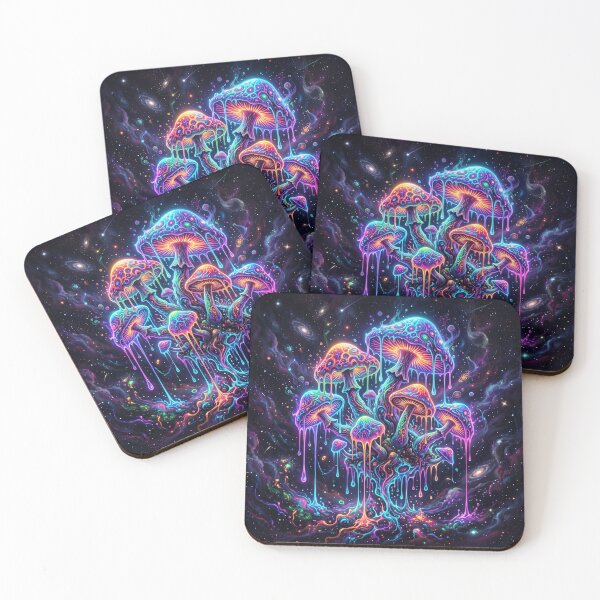 Item preview, Psychedelic Neon Melting Mushrooms designed and sold by kaleidoglitch77.