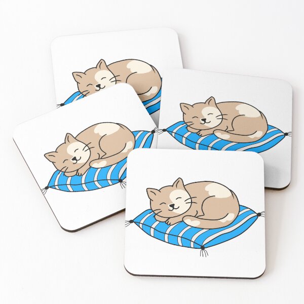 Item preview, Cute Sleeping Cat on Blue Pillow | Cozy Cat Lover Design designed and sold by muhammadkhafidh.