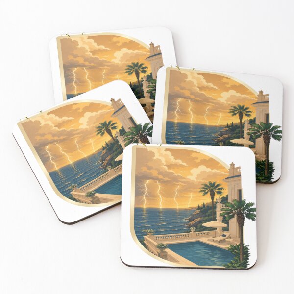 Item preview, RAY Golden Coast Storm | Luxury Ocean Sunset Lightning Art designed and sold by RAYapparel.