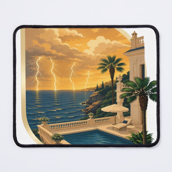 Item preview, RAY Golden Coast Storm | Luxury Ocean Sunset Lightning Art designed and sold by RAYapparel.