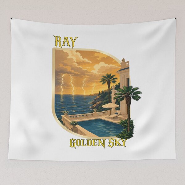 Item preview, RAY Golden Coast Storm | Luxury Ocean Sunset Lightning Art designed and sold by RAYapparel.