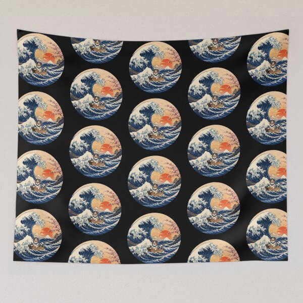 Item preview, Funny Australian Shepherd Captain Japanese Kanagawa Wave Japan Boat Mom Dad Kids designed and sold by FurryHavenPH.