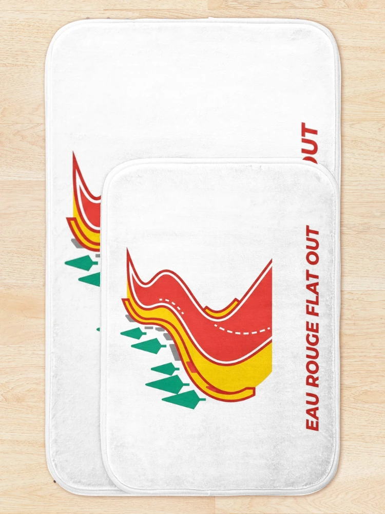Thumbnail 5 of 6, Bath Mat, Spa Flat Out - Sim Racing Humor designed and sold by GarageGraphics.