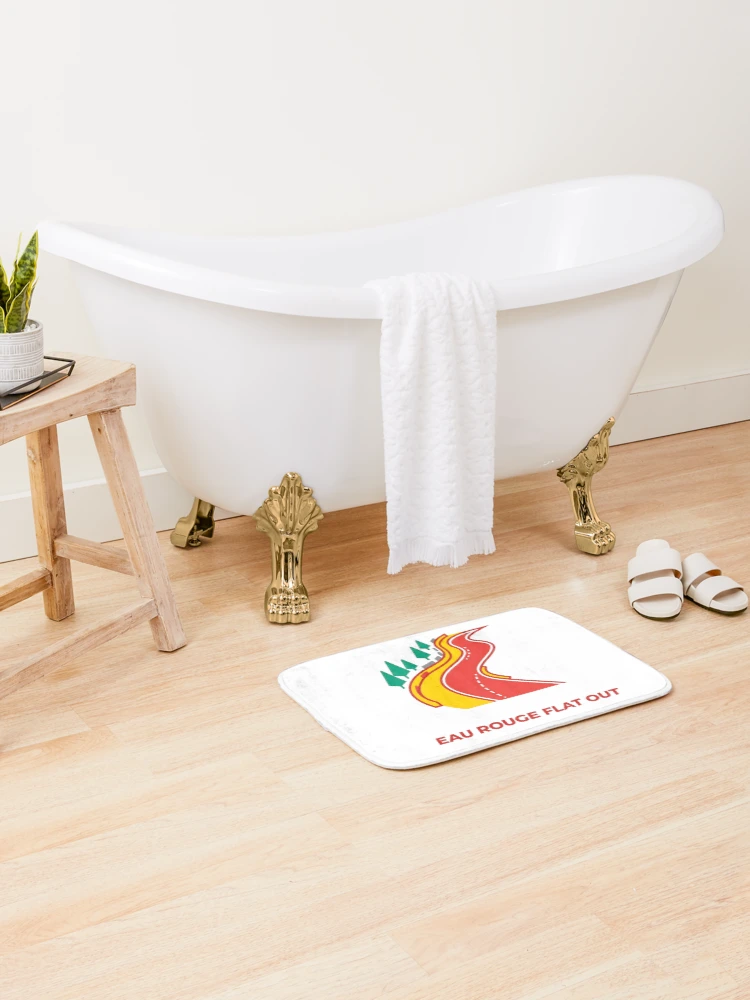 Thumbnail 2 of 6, Bath Mat, Spa Flat Out - Sim Racing Humor designed and sold by GarageGraphics.