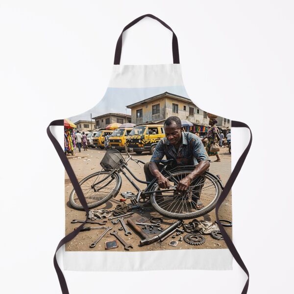 Item preview, Lagos Bicycle Repair Mechanic designed and sold by SavannaCanvas.