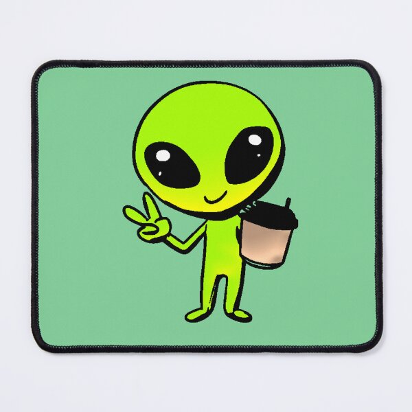 Item preview, Alien Kawaii Cafe Extraterrestrial Peace Green Minimal Takeaway Coffee Meme designed and sold by AstronautMerch.