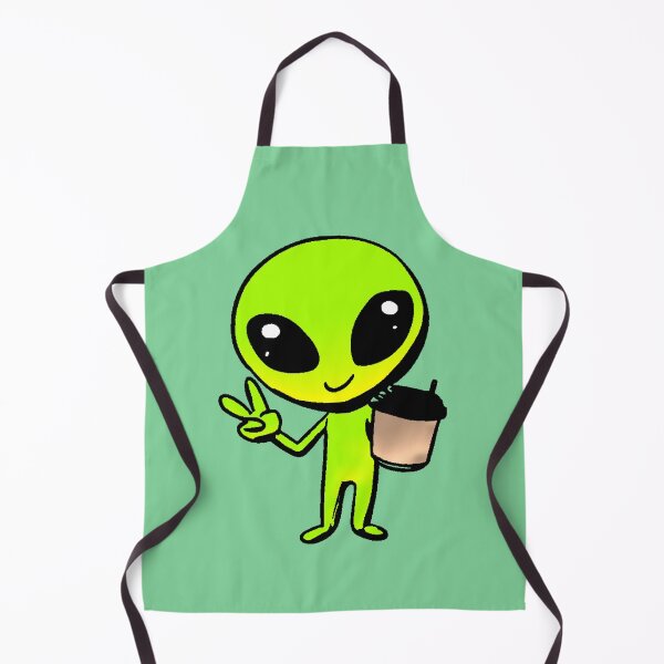 Item preview, Alien Kawaii Cafe Extraterrestrial Peace Green Minimal Takeaway Coffee Meme designed and sold by AstronautMerch.