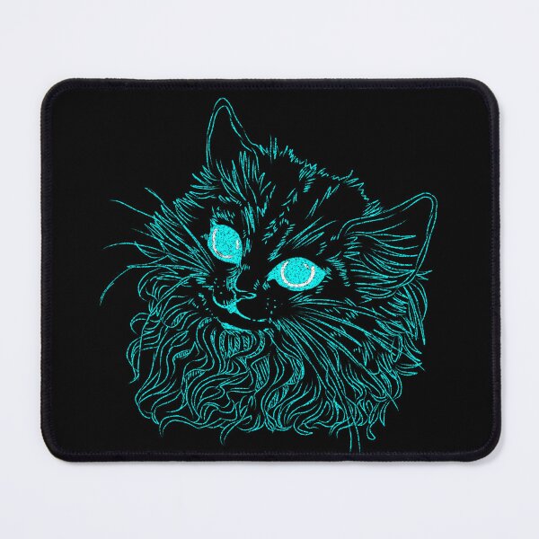 Item preview, Neon Mystic Cat Portrait | Glowing Blue Eyes Feline Art designed and sold by muhammadkhafidh.