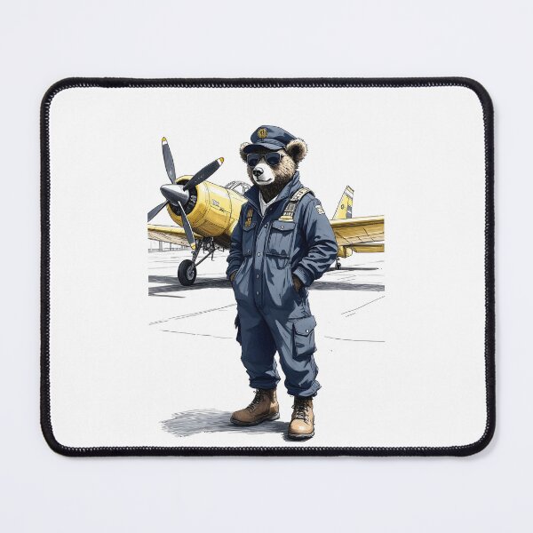 Item preview, Teddy Bear Pilot with Airplane Cartoon designed and sold by Museum Of Non-Existing Art.