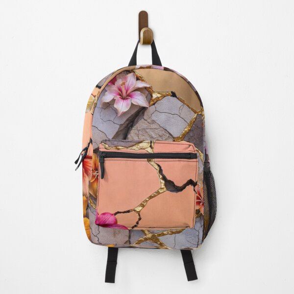 Item preview, Kintsugi Floral Cracked Peach Stone Art designed and sold by IntelliMindDesigns.