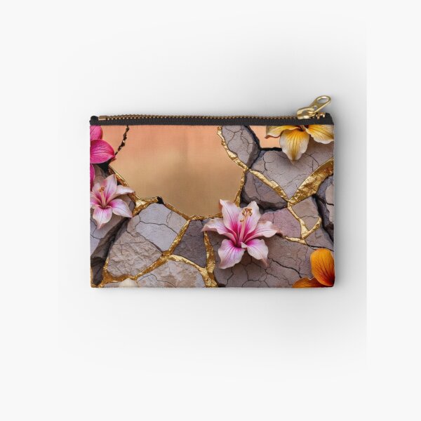 Item preview, Kintsugi Floral Cracked Peach Stone Art designed and sold by IntelliMindDesigns.