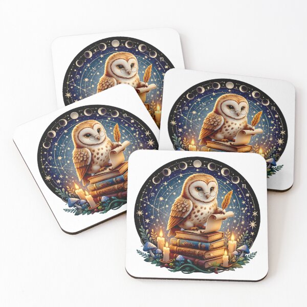 Item preview, Moonlit Owl Scholar | Magical Astrology Book Lover Art designed and sold by Clothes With Smiling Animals Walt Gral.