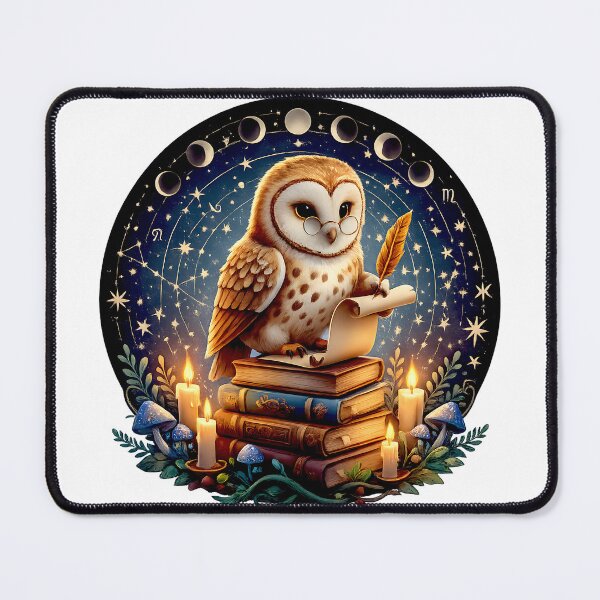 Item preview, Moonlit Owl Scholar | Magical Astrology Book Lover Art designed and sold by Clothes With Smiling Animals Walt Gral.