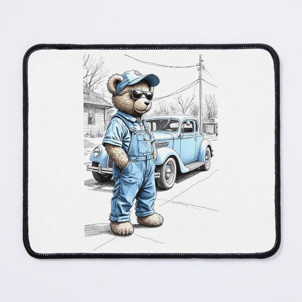 Item preview, Teddy Bear Mechanic with Old Car Cartoon designed and sold by Museum Of Non-Existing Art.