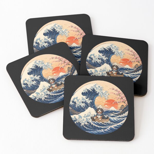 Item preview, Funny Bernedoodle Captain Japanese Kanagawa Wave Japan Boat Mom Dad Kids designed and sold by FurryHavenPH.
