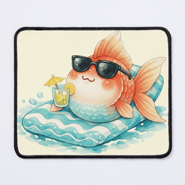 Item preview, Cute Goldfish with Lemonade – Ocean Fun Illustration designed and sold by DariaCraft.