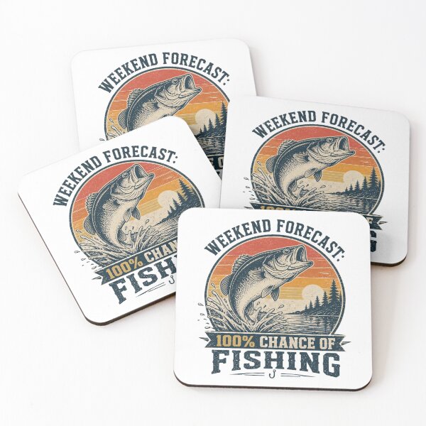 Item preview, Weekend Forecast: 100% Chance of Fishing – Vintage Bass Fishing T-Shirt designed and sold by MJ-by-Dharan.