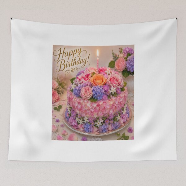 Item preview, Happy Birthday Floral Cake Celebration Design designed and sold by RipantinaFantasy .