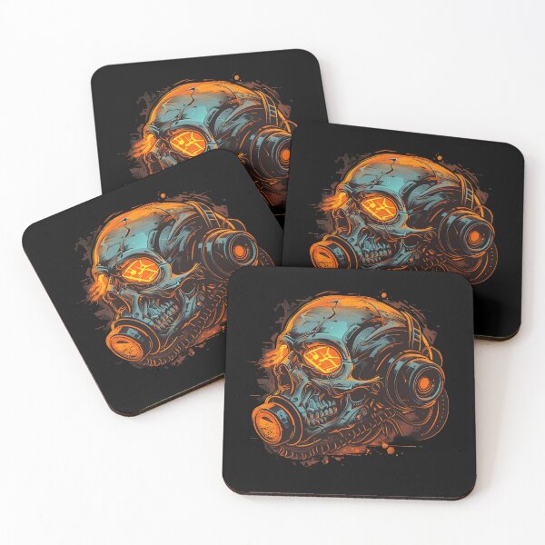 Item preview, Cyberpunk Gas Mask Skull T-Shirt - Teal and Orange Cyber Skull Graphic Tee designed and sold by VectorForge.