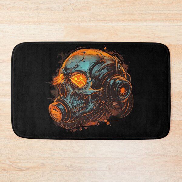 Item preview, Cyberpunk Gas Mask Skull T-Shirt - Teal and Orange Cyber Skull Graphic Tee designed and sold by VectorForge.