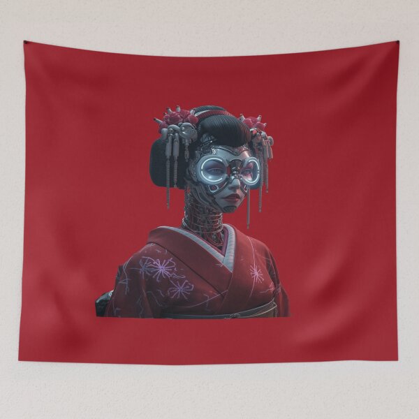 Item preview, Cyberpunk Geisha: Futuristic Android in Red Kimono designed and sold by ItzLacarth.