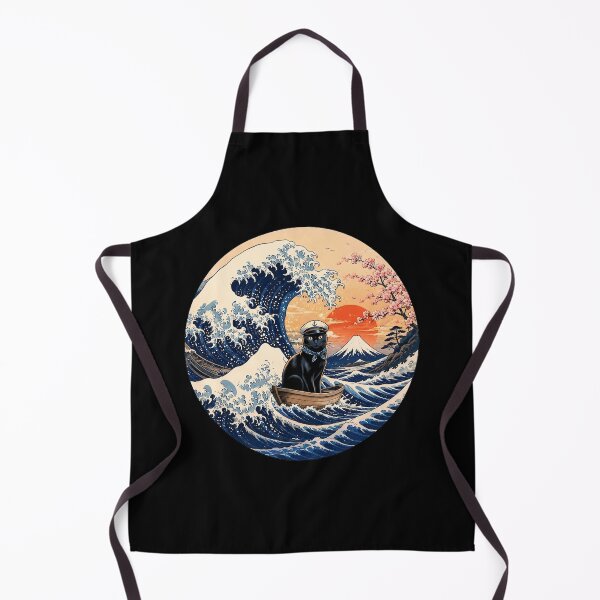 Item preview, Funny Black Cat Captain Japanese Kanagawa Wave Japan Boat Mom Dad Kids designed and sold by FurryHavenPH.