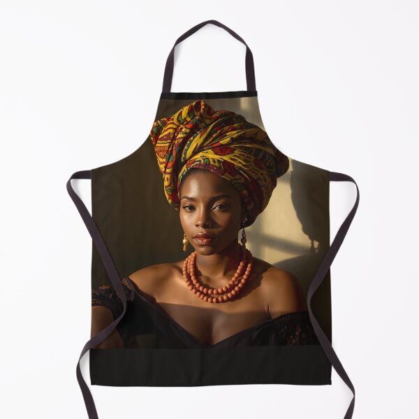 Item preview, Elegant African Woman in Gele and Coral Beads designed and sold by SavannaCanvas.