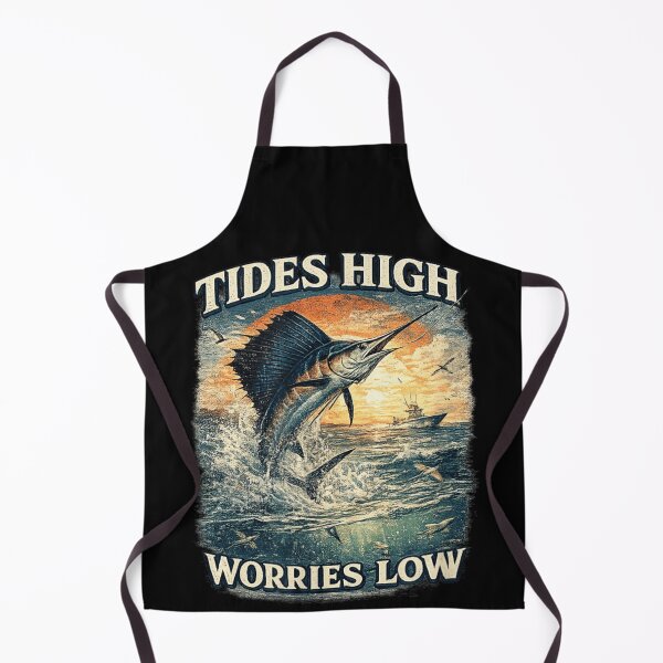Item preview, Vintage Tides High Worries Low Deep Sea Fishing Sailfish Marlin Ocean Sunset designed and sold by River Silva.