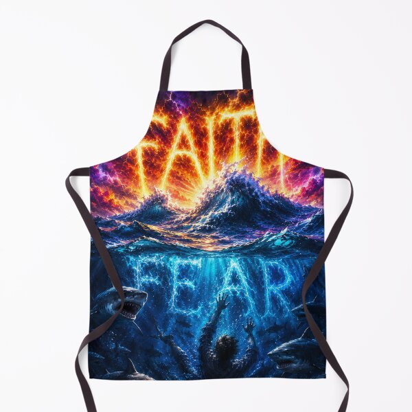 Item preview, Faith Over Fear Stormy Ocean Sharks designed and sold by Pioneer Spirit Market.