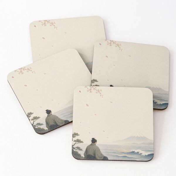 Item preview, Samurai by the Sea | Minimalist Japanese Wave Art, Japandi Ukiyo-e Wall Decor designed and sold by Yuzanart-japan.