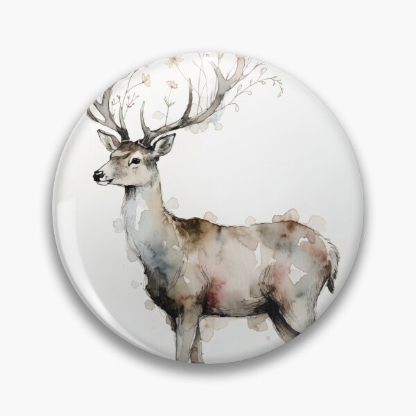 Item preview, Floral Stag Deer – Watercolor Nature Spirit Illustration designed and sold by littlemooonart.