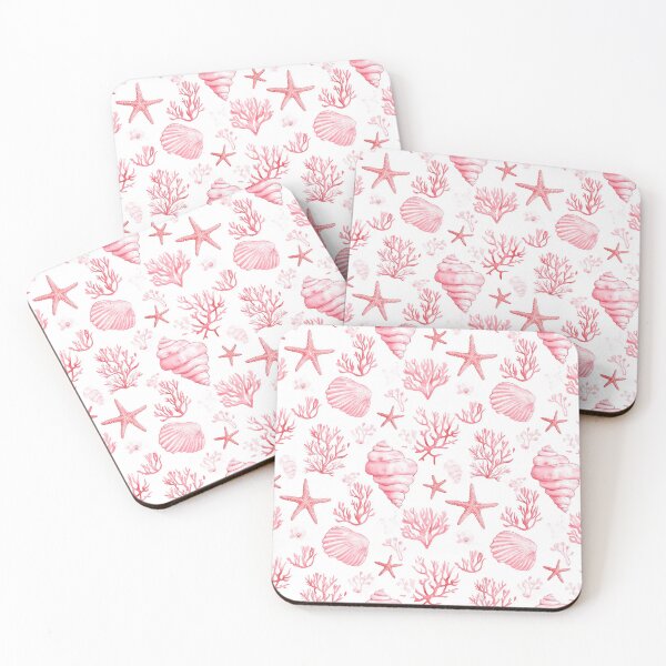 Item preview, Pink Coastal Seashell Starfish Pattern designed and sold by Canvas-Whispers.