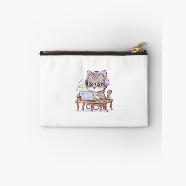 Item preview, Cute Gamer Chibi Cat with Lavender Headphones designed and sold by  Cat Lady.