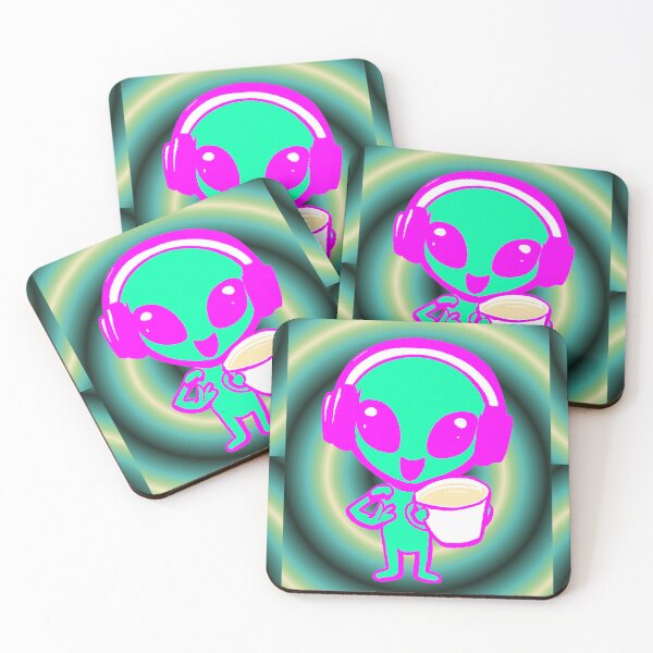 Item preview, Alien Kawaii Audifonos Café Neón Extraterrestre Rave Psychedelic Meme designed and sold by AstronautMerch.