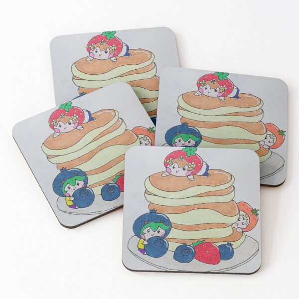 Item preview, Tiny Chibi Fruit Characters on Pancake Stack designed and sold by PancakePals.
