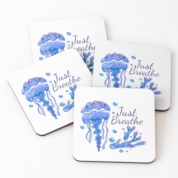 Item preview, Just Breathe - Watercolor jellyfish art designed and sold by Deepness2023.