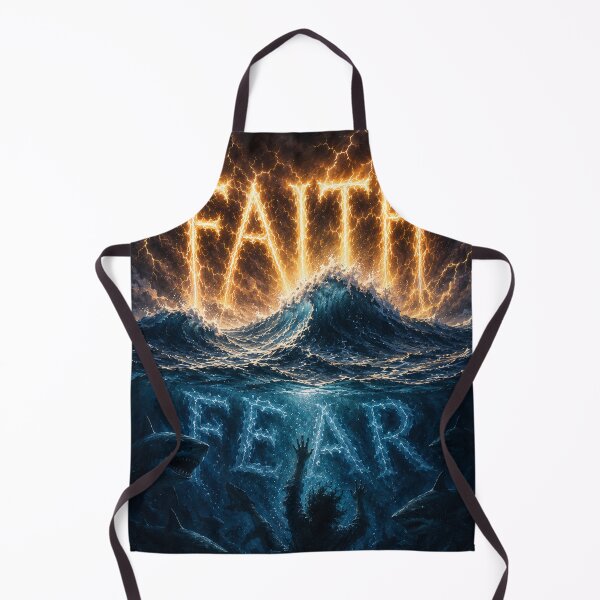 Item preview, Faith Over Fear Fiery Stormy Ocean Sharks designed and sold by Pioneer Spirit Market.