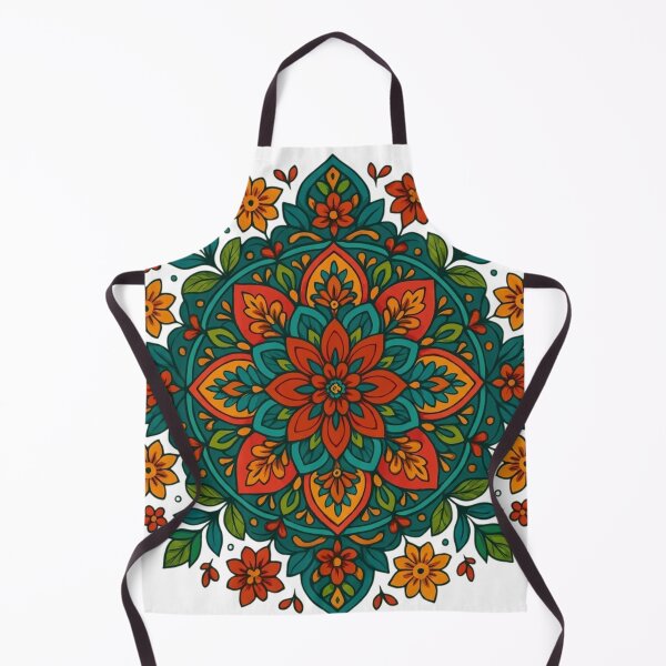 Item preview, Vibrant Symmetrical Floral Mandala Teal Orange Earthy Spiritual Art designed and sold by Good Vibes .