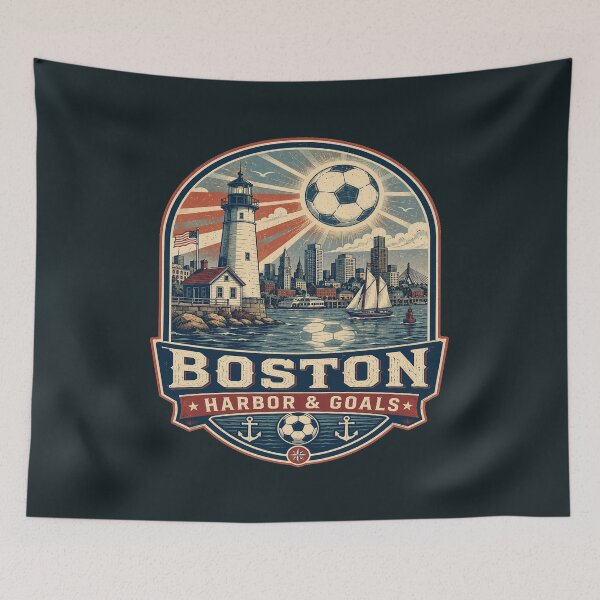 Item preview, Boston Harbor & Goals Soccer Shirt | Boston Travel Poster Lighthouse Football Fan designed and sold by Globalcitytees.