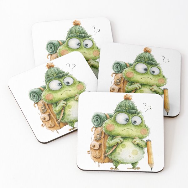 Item preview, Confused Frog Student with Backpack designed and sold by VikArt7.