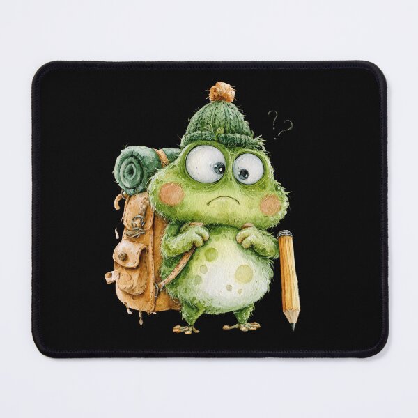 Item preview, Confused Frog Student with Backpack designed and sold by VikArt7.