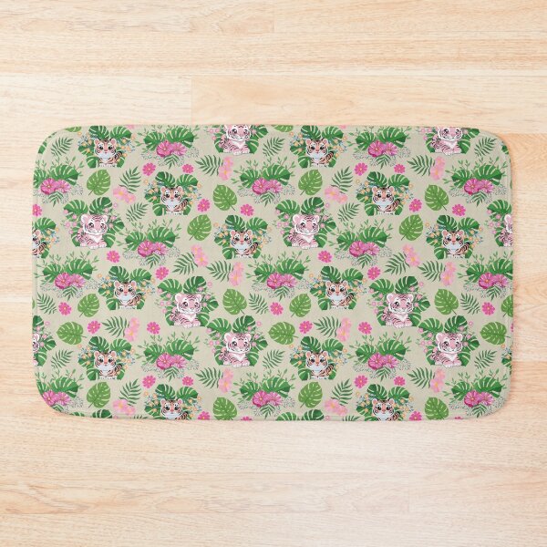 Item preview, Cute tigers in a seamless tropical pattern designed and sold by AlicinaM.
