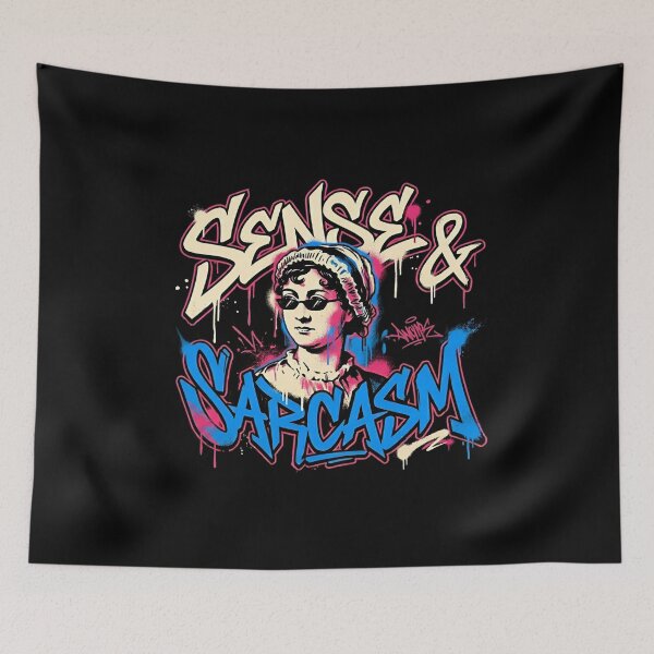 Item preview, Sense and Sarcasm Jane Austen Funny Pride and Prejudice Street Art designed and sold by Fenay Designs.