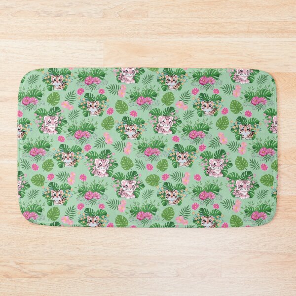 Item preview, Cute tigers in a seamless tropical pattern designed and sold by AlicinaM.