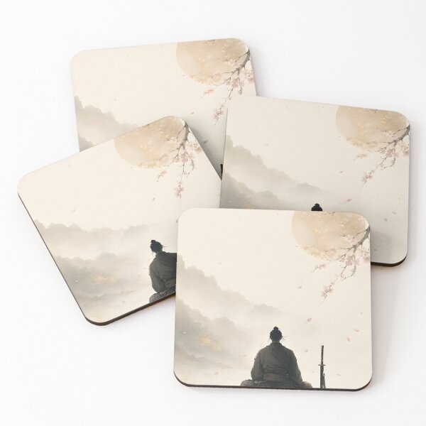Item preview, Seated Samurai Meditation Poster | Calm Japanese Warrior Zazen Art designed and sold by Yuzanart-japan.