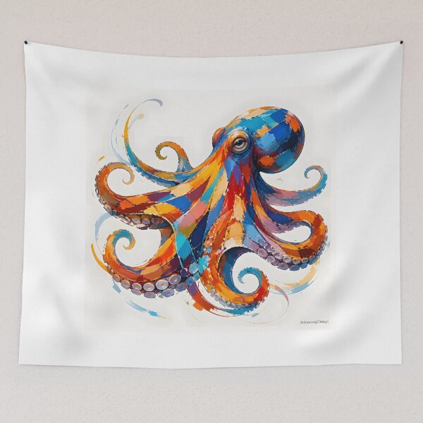 Item preview, Vibrant Abstract Octopus Splash Art designed and sold by ArtnarongDesign.