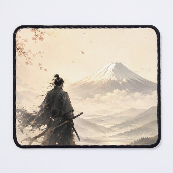 Item preview, Samurai Mount Fuji Poster - Lone Warrior Back View Japanese Art designed and sold by Yuzan-japan-art.