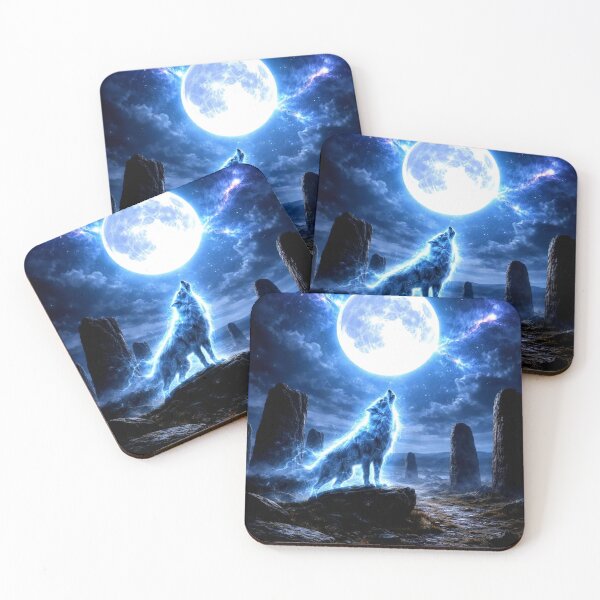 Item preview, Mystical Glowing Wolf Howling at Moon designed and sold by Pioneer Spirit Market.